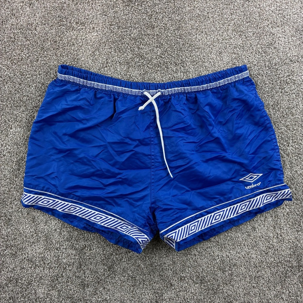 Vintage Umbro Shorts Mens Large Blue Nylon Soccer Running Athletic Made in USA